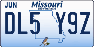 MO license plate DL5Y9Z