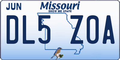 MO license plate DL5Z0A