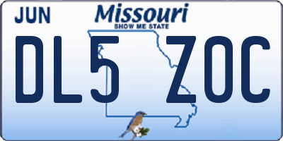 MO license plate DL5Z0C
