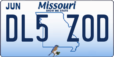 MO license plate DL5Z0D