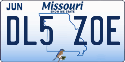 MO license plate DL5Z0E