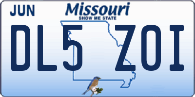 MO license plate DL5Z0I