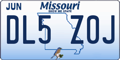 MO license plate DL5Z0J