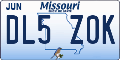 MO license plate DL5Z0K