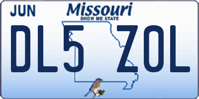 MO license plate DL5Z0L