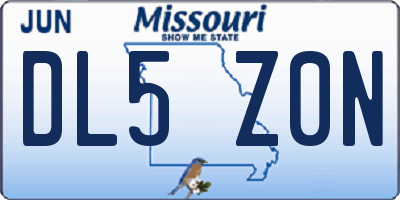 MO license plate DL5Z0N