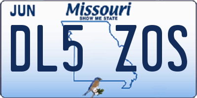 MO license plate DL5Z0S
