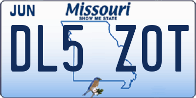 MO license plate DL5Z0T