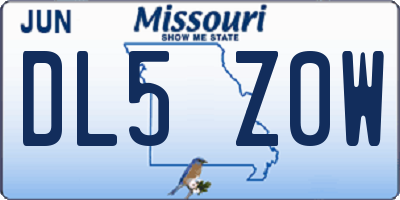 MO license plate DL5Z0W