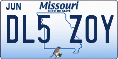 MO license plate DL5Z0Y