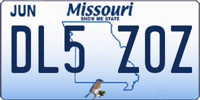 MO license plate DL5Z0Z