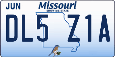 MO license plate DL5Z1A