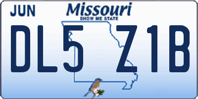 MO license plate DL5Z1B