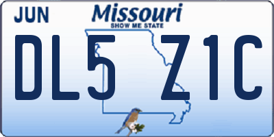 MO license plate DL5Z1C