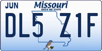 MO license plate DL5Z1F