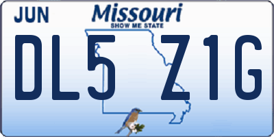 MO license plate DL5Z1G