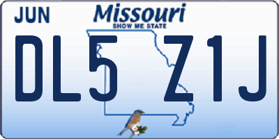 MO license plate DL5Z1J