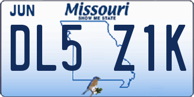 MO license plate DL5Z1K