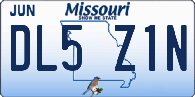 MO license plate DL5Z1N