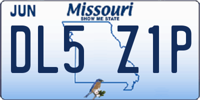 MO license plate DL5Z1P