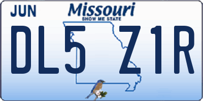 MO license plate DL5Z1R