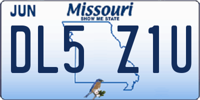 MO license plate DL5Z1U