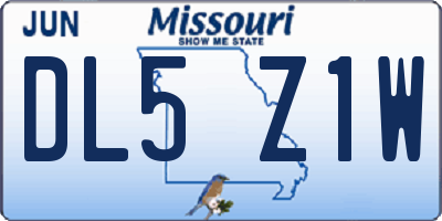 MO license plate DL5Z1W