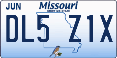 MO license plate DL5Z1X