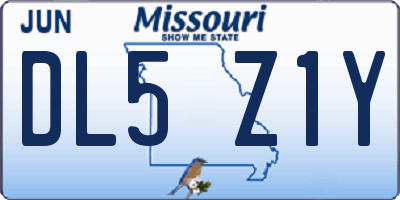 MO license plate DL5Z1Y