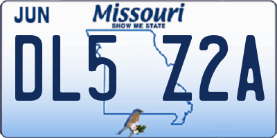 MO license plate DL5Z2A