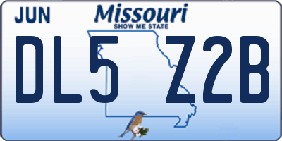 MO license plate DL5Z2B