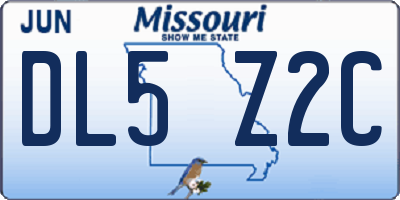 MO license plate DL5Z2C