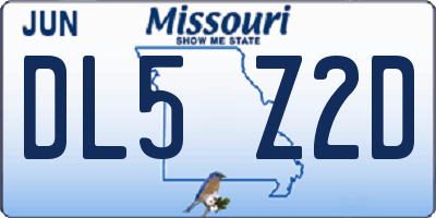 MO license plate DL5Z2D