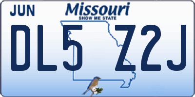 MO license plate DL5Z2J