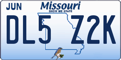 MO license plate DL5Z2K