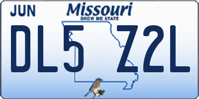MO license plate DL5Z2L