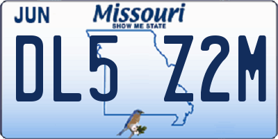 MO license plate DL5Z2M