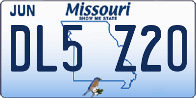 MO license plate DL5Z2O