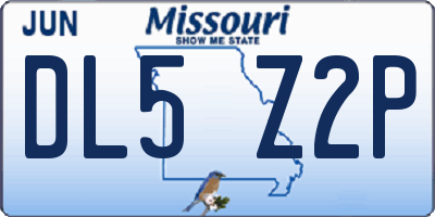 MO license plate DL5Z2P