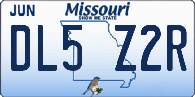 MO license plate DL5Z2R