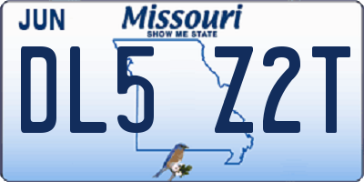 MO license plate DL5Z2T