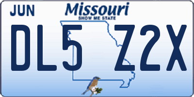 MO license plate DL5Z2X