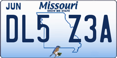 MO license plate DL5Z3A