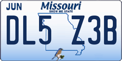 MO license plate DL5Z3B