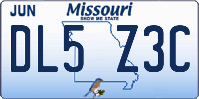 MO license plate DL5Z3C