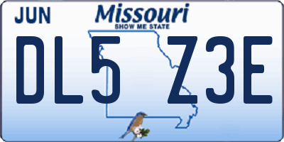 MO license plate DL5Z3E
