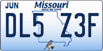 MO license plate DL5Z3F