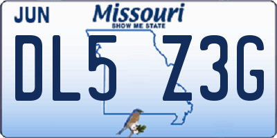MO license plate DL5Z3G