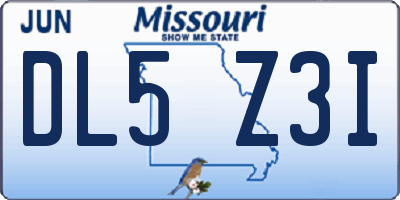 MO license plate DL5Z3I