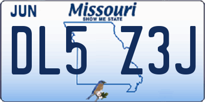 MO license plate DL5Z3J